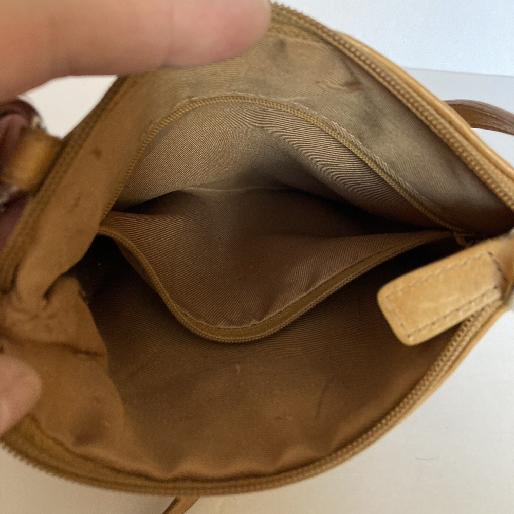Fossil Whiskey Saddle Brown Leather Crossbody Shoulder Bag Zip Pockets Organizer - Picture 4 of 12